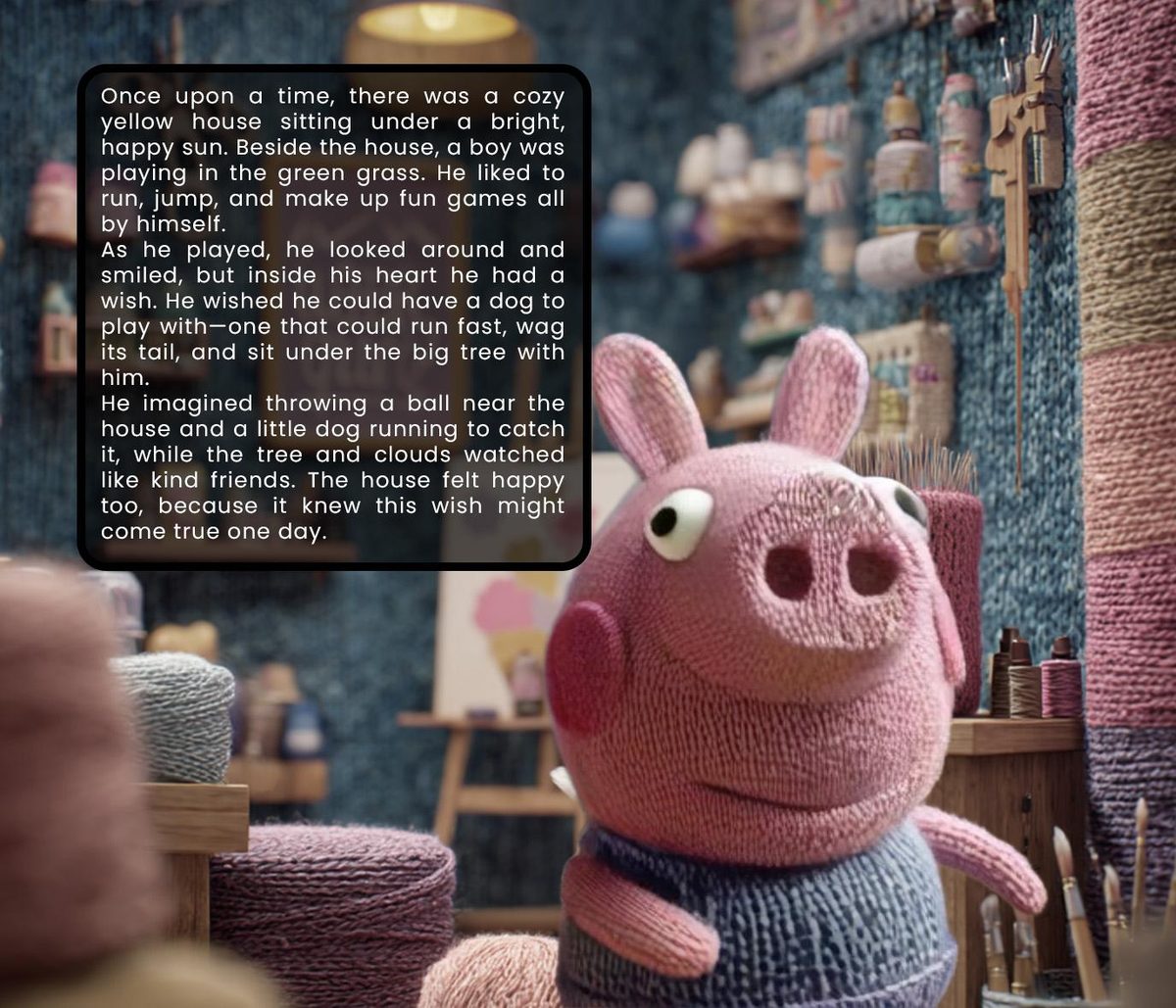 The generated story shown to Mia, built from her own painting